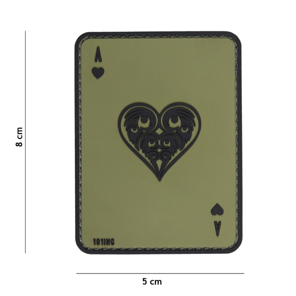 Patch 3D PVC ace of hearts green